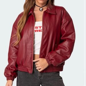 Edikted Halley Faux Leather Bomber Jacket